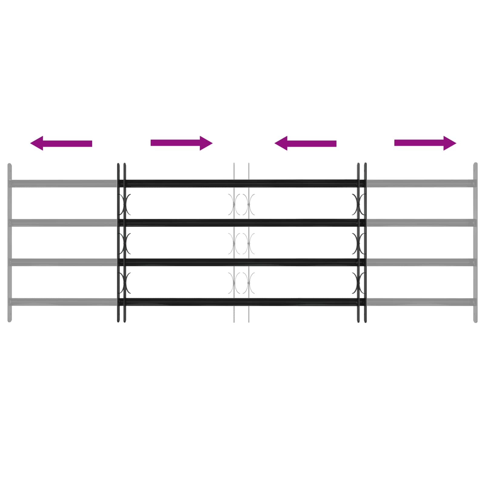 Window Grille Black 175 x 60 cm Powder-Coated Steel