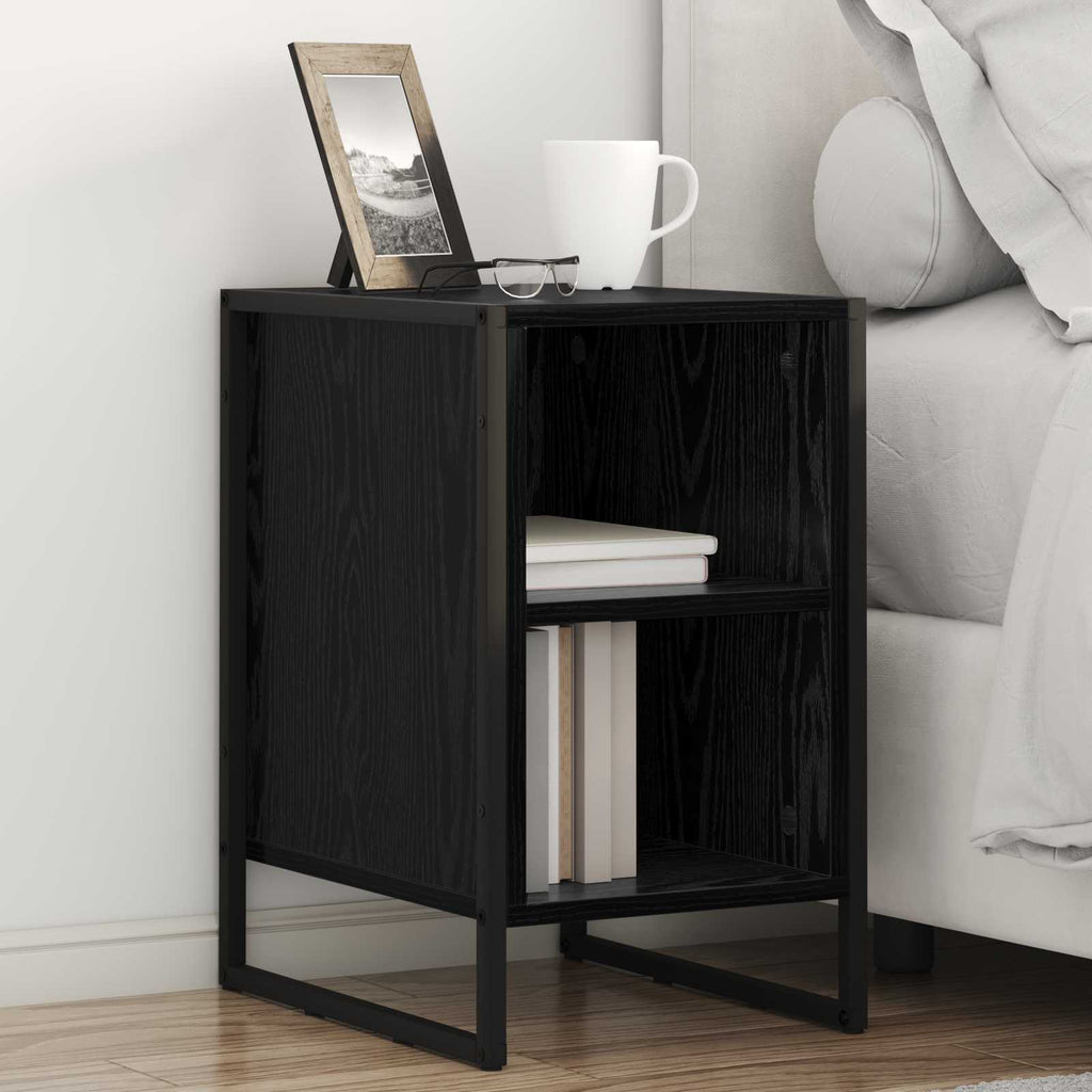 Bedside Table Black Oak 39.5 x 30 x 50 cm Engineered Wood