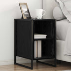 Bedside Table Black Oak 39.5 x 30 x 50 cm Engineered Wood