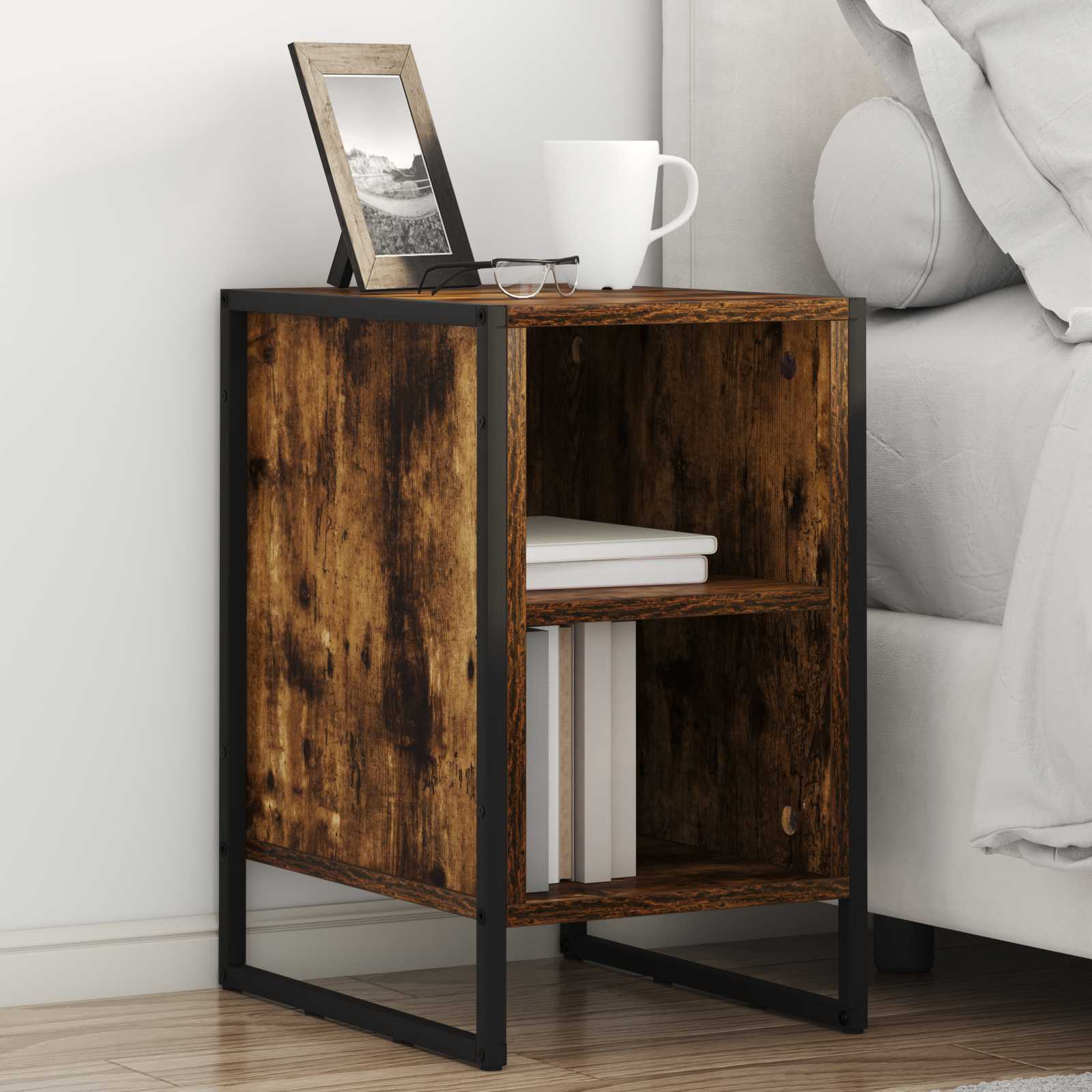 Bedside Table Smoke Oak 39.5 x 30 x 50 cm Engineered Wood