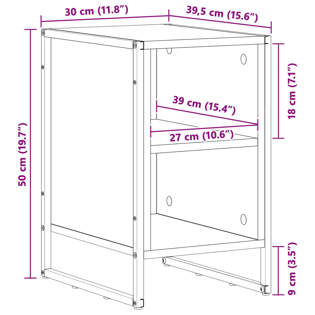 Bedside Table Smoke Oak 39.5 x 30 x 50 cm Engineered Wood