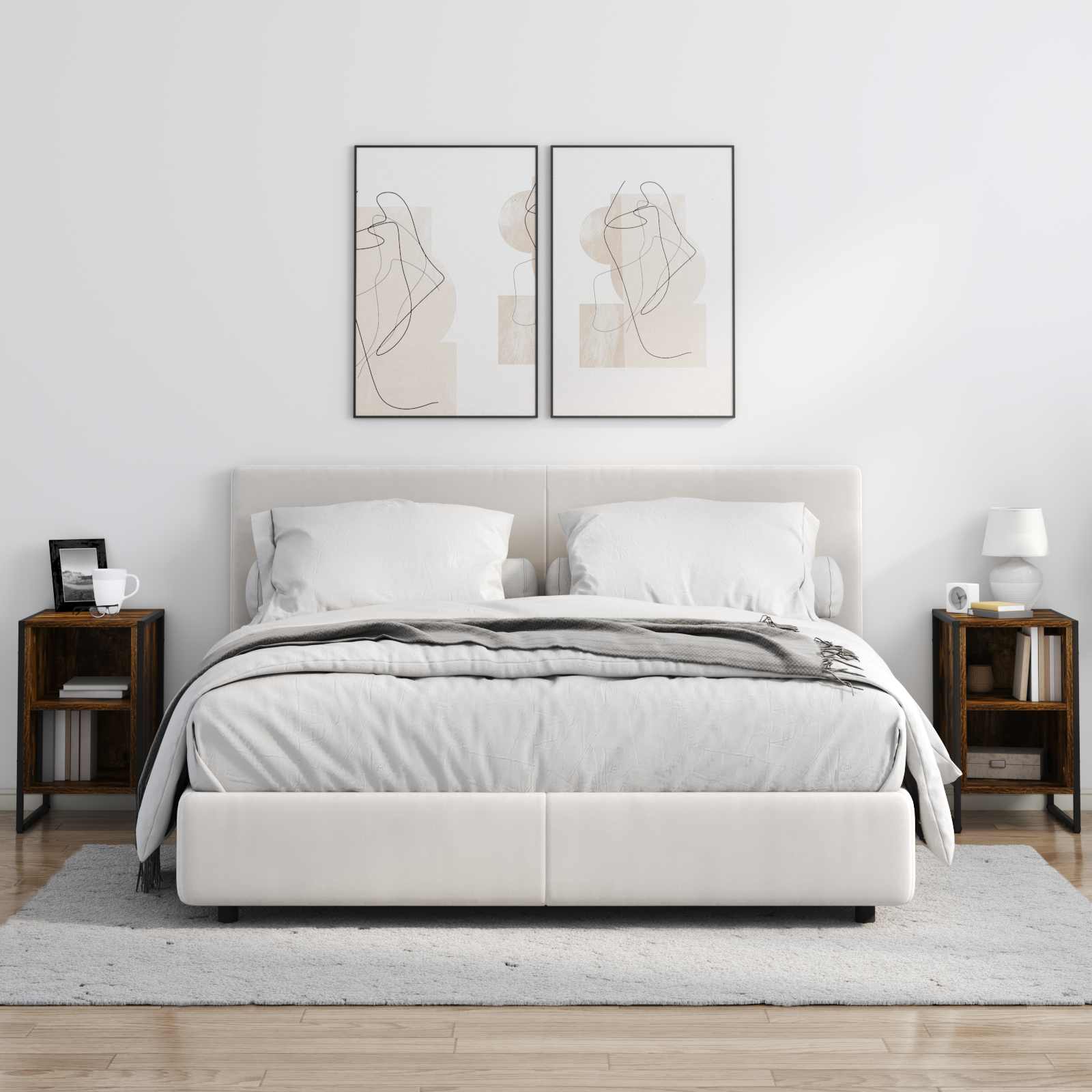 Bedside Table 2 pcs Smoke Oak 39.5 x 30 x 50 cm Engineered Wood