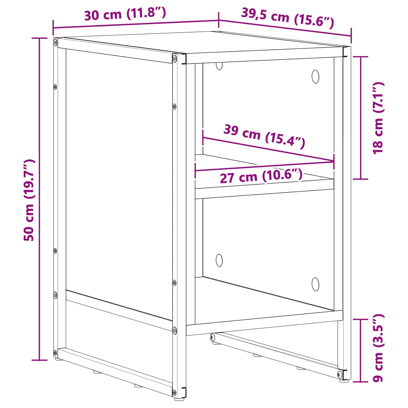 Bedside Table Artisian Oak 39.5 x 30 x 50 cm Engineered Wood