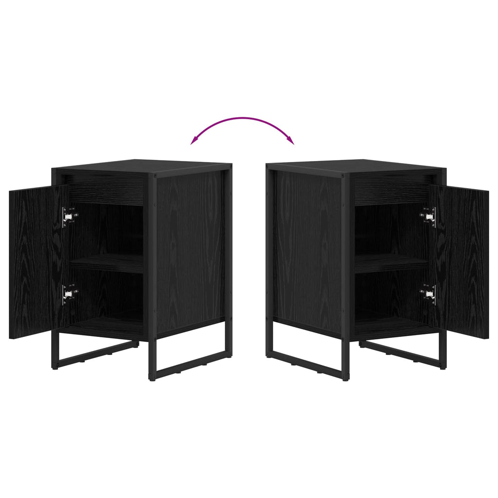 Bedside Table Black Oak 39.5 x 30 x 50 cm Engineered Wood