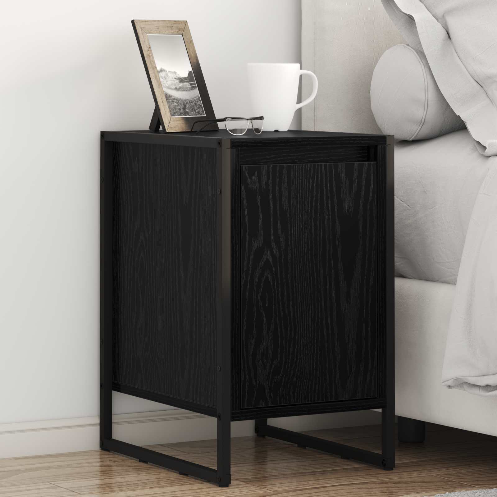 Bedside Table 2 pcs Black Oak 39.5 x 30 x 50 cm Engineered Wood