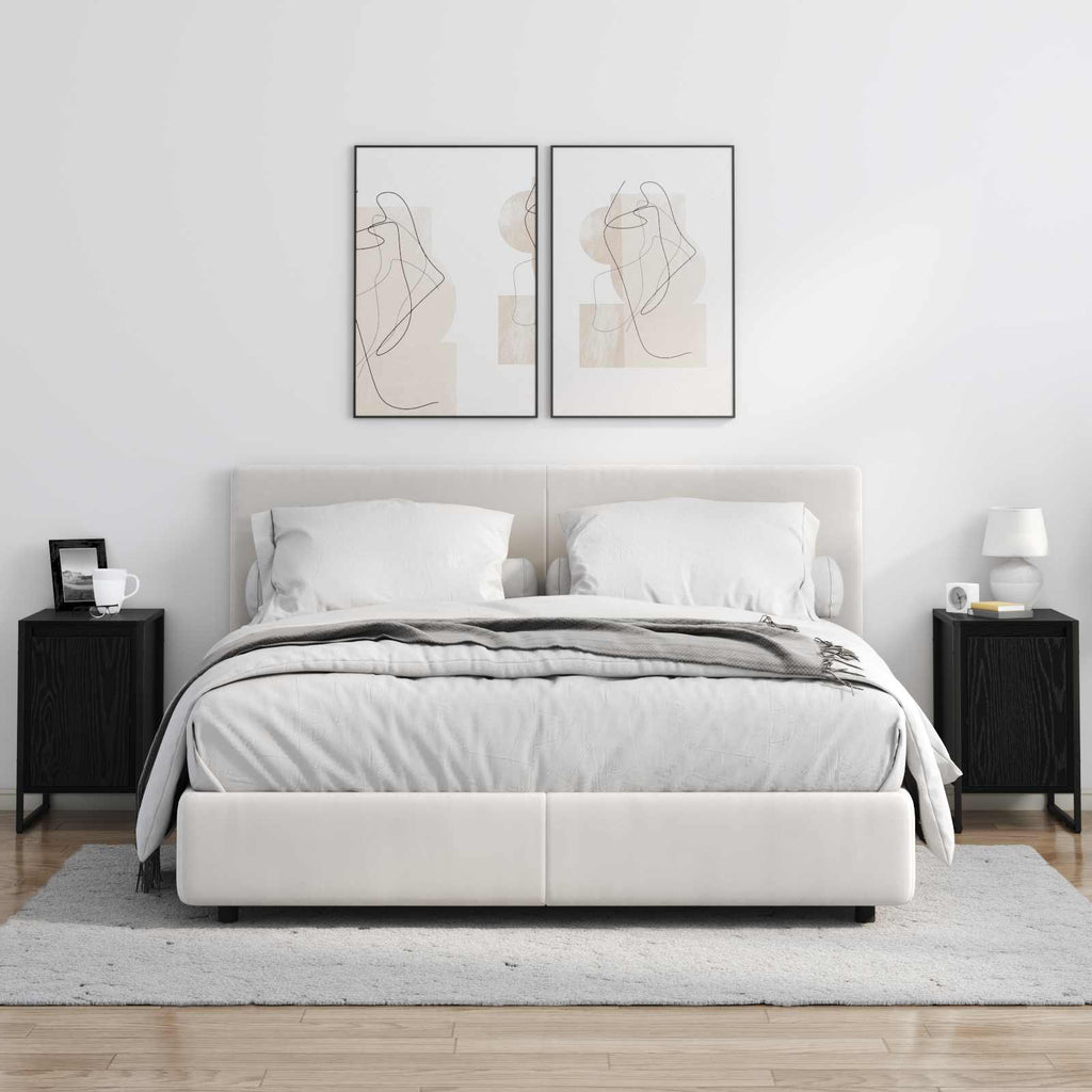 Bedside Table 2 pcs Black Oak 39.5 x 30 x 50 cm Engineered Wood