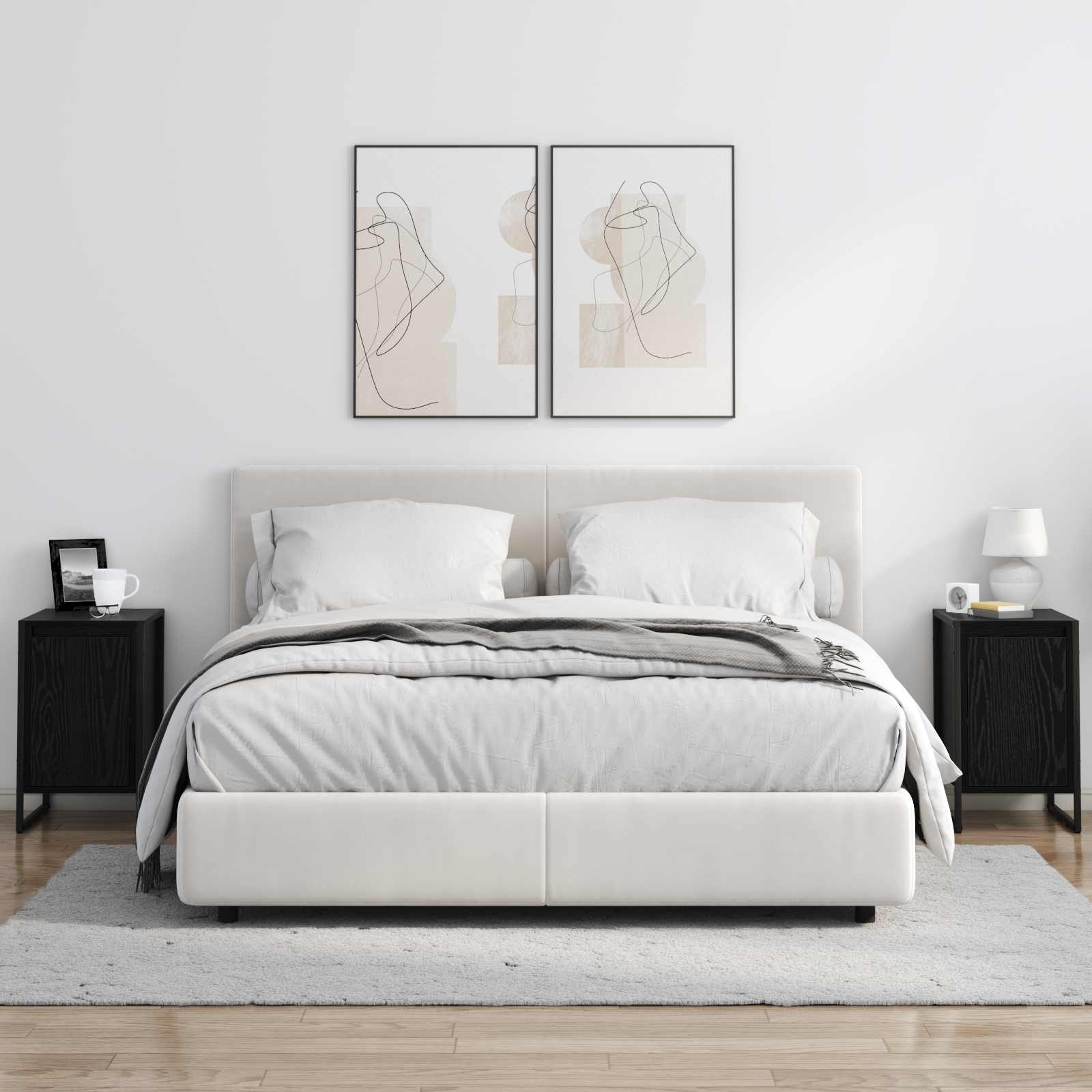 Bedside Table 2 pcs Black Oak 39.5 x 30 x 50 cm Engineered Wood