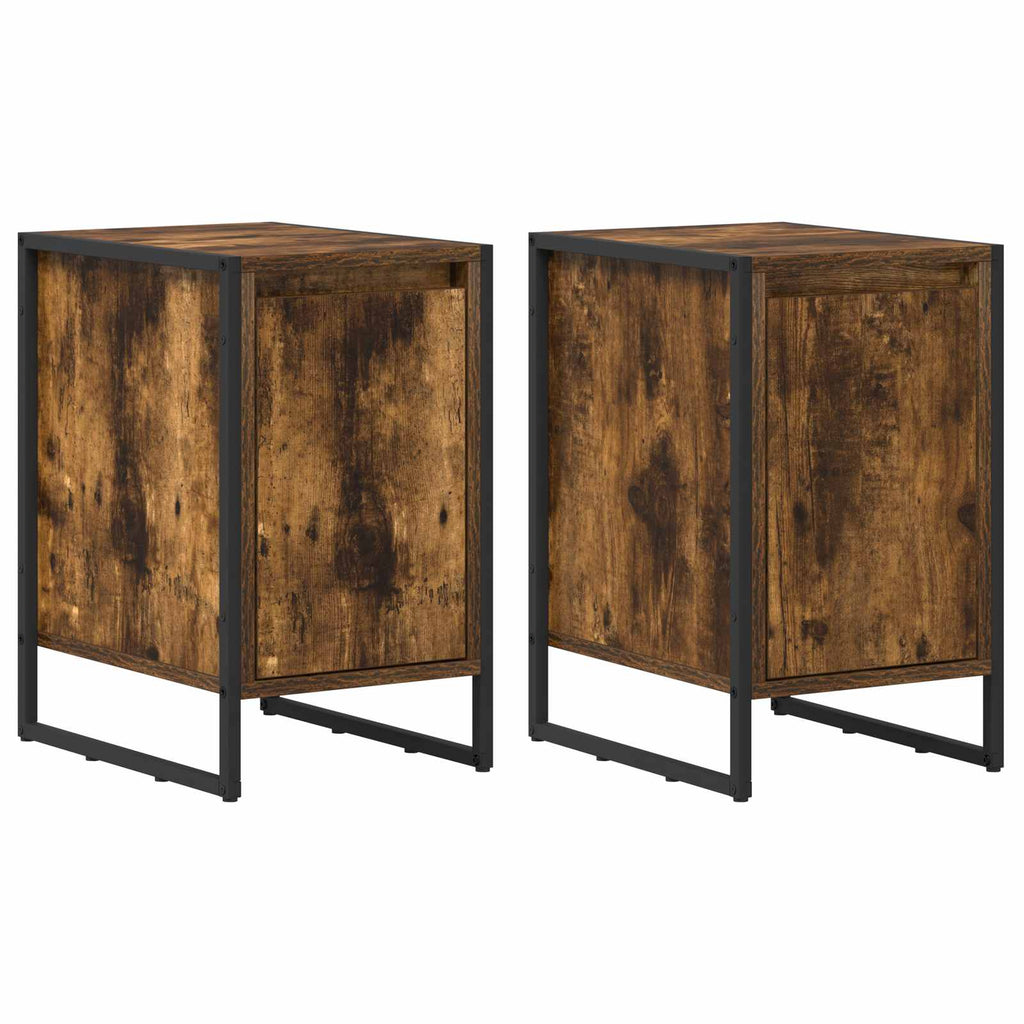 Bedside Table 2 pcs Smoke Oak 39.5 x 30 x 50 cm Engineered Wood