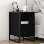 Bedside Table Black Oak 39.5 x 30 x 50 cm Engineered Wood