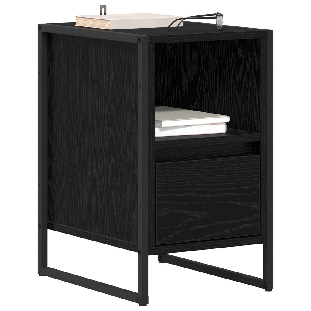 Bedside Table Black Oak 39.5 x 30 x 50 cm Engineered Wood