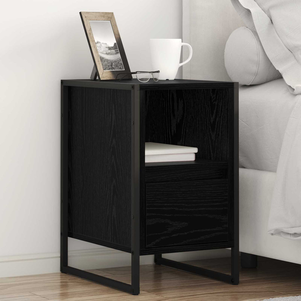 Bedside Table 2 pcs Black Oak 39.5 x 30 x 50 cm Engineered Wood