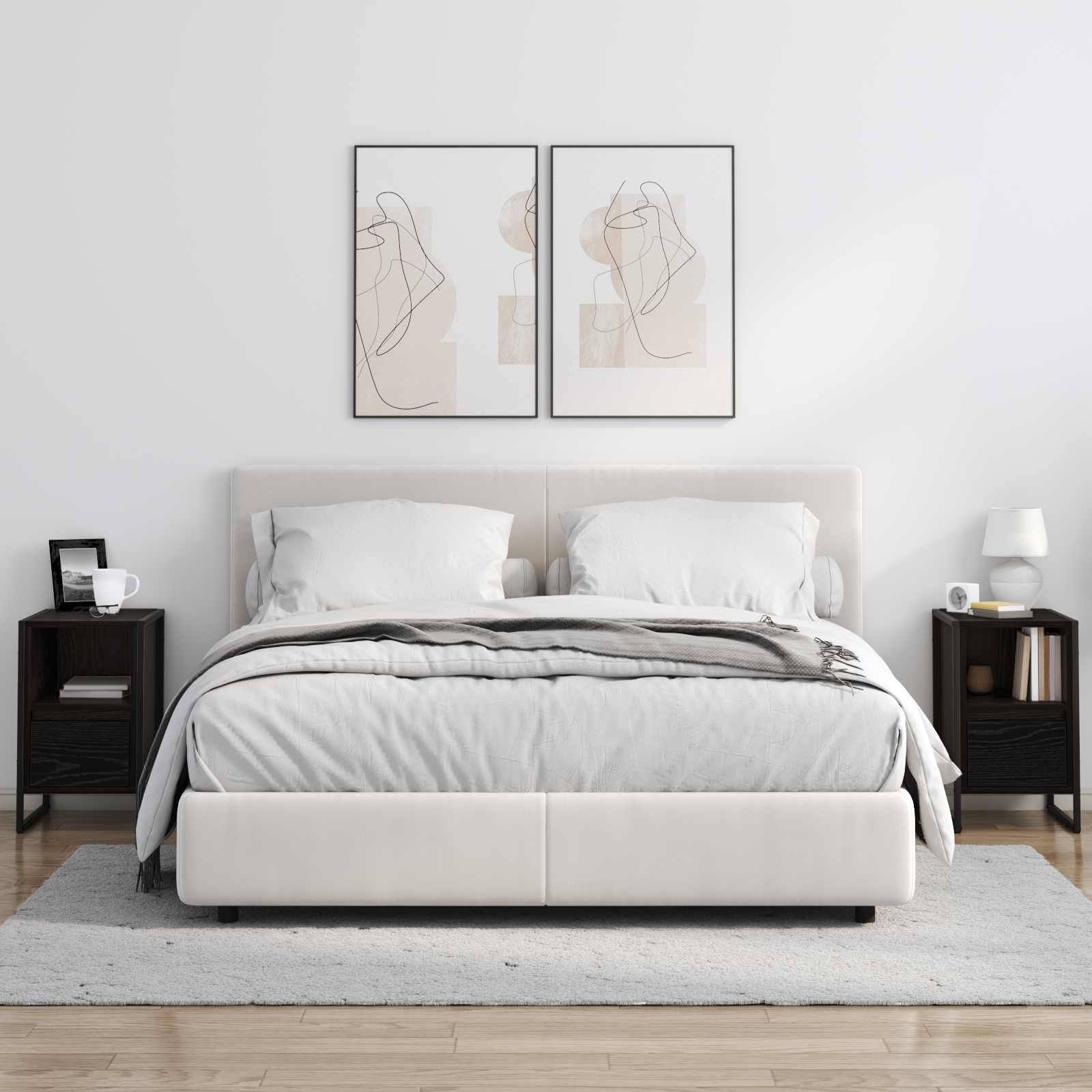 Bedside Table 2 pcs Black Oak 39.5 x 30 x 50 cm Engineered Wood