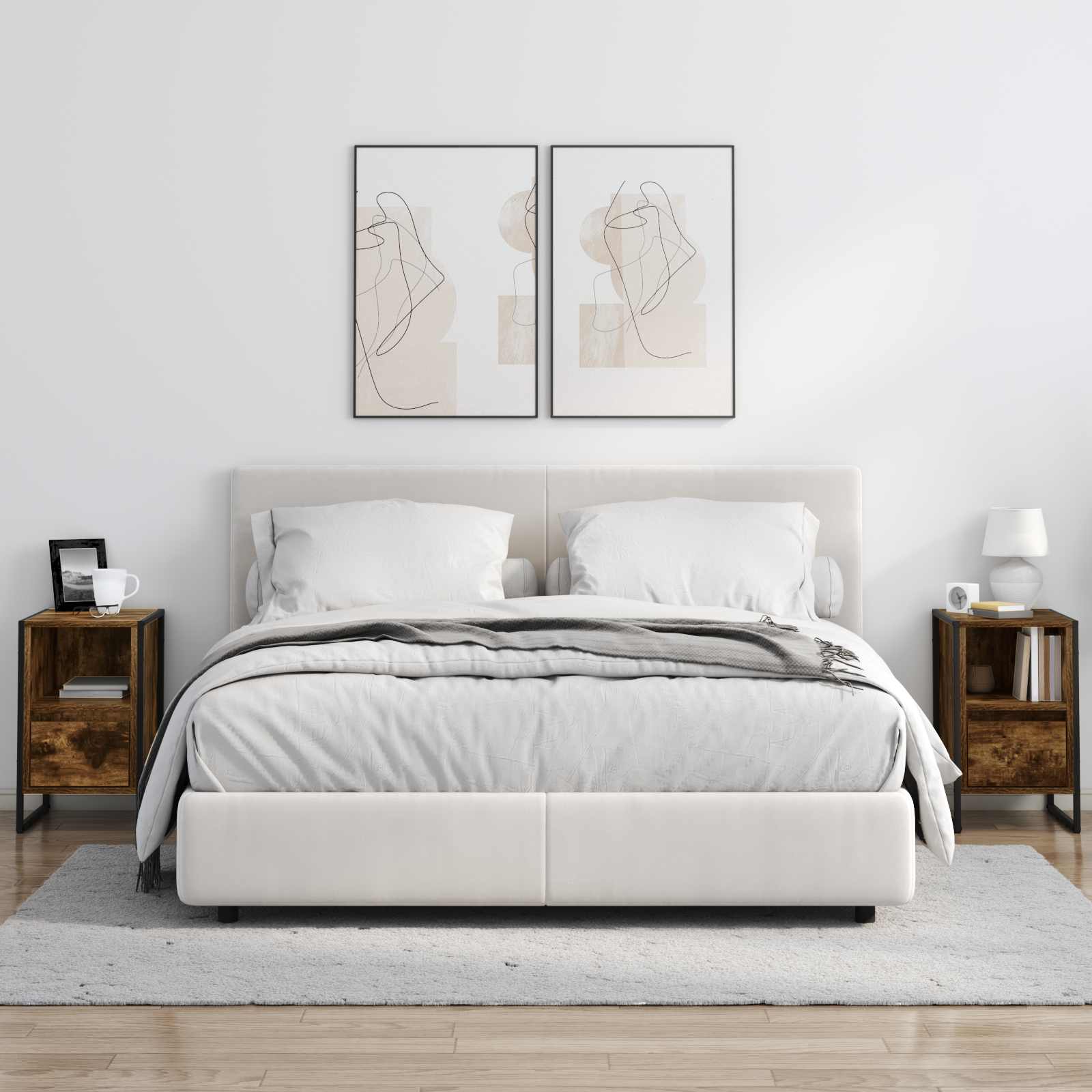 Bedside Table 2 pcs Smoke Oak 39.5 x 30 x 50 cm Engineered Wood