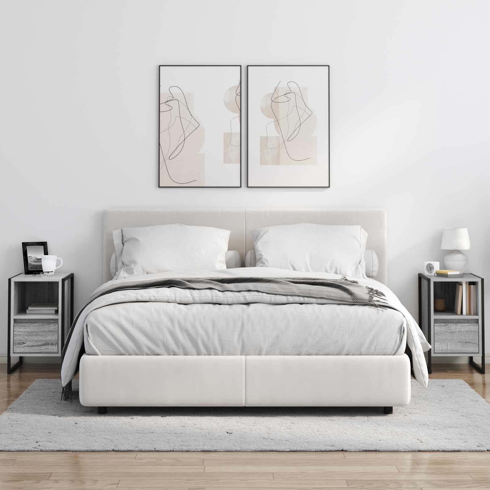 Bedside Table with Drawer 2 pcs Grey Sonoma 39.5 x 30 x 50 cm