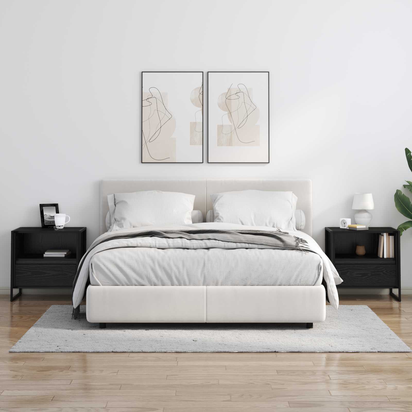 Bedside Table Black Oak 50 x 39.5 x 50 cm Engineered Wood