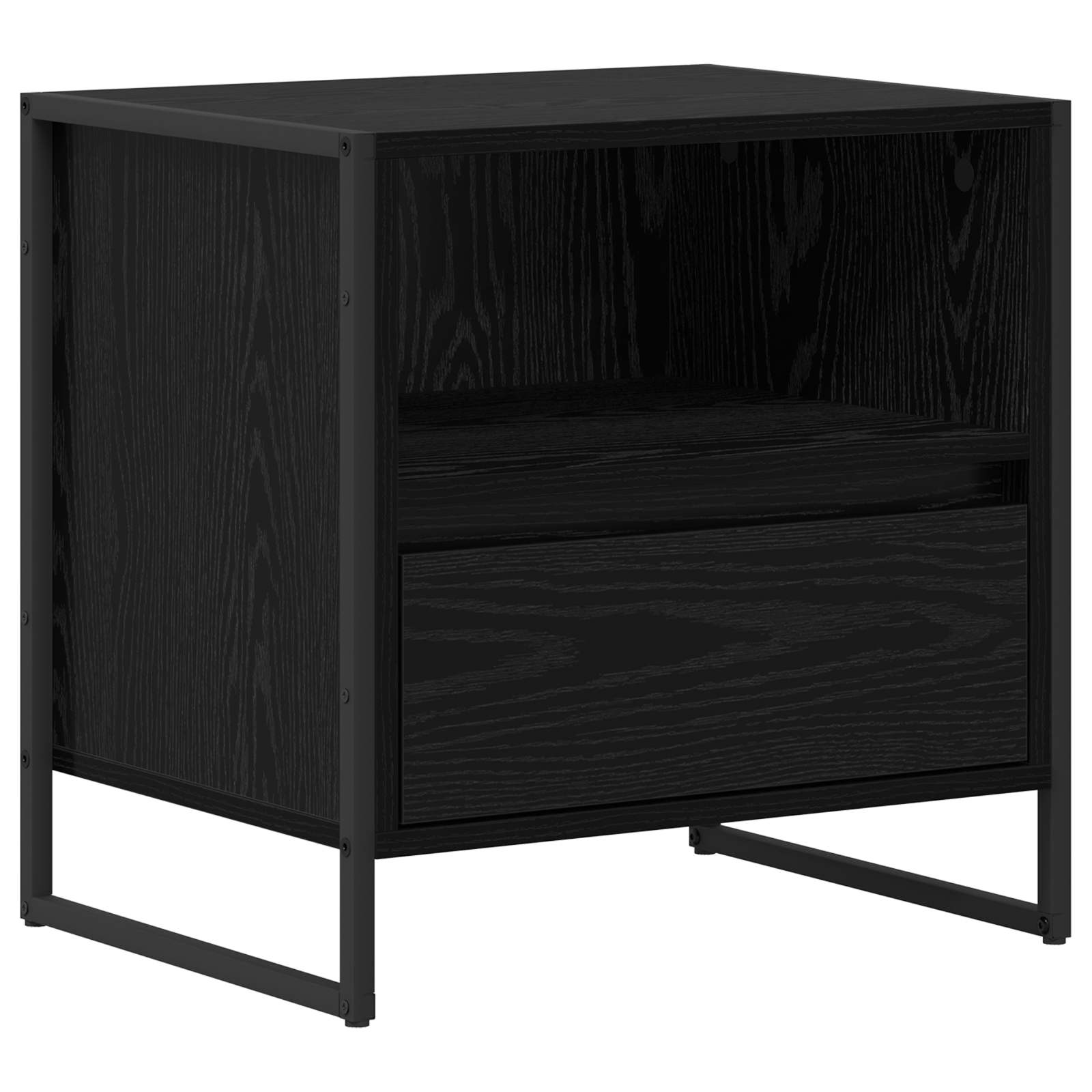 Bedside Table Black Oak 50 x 39.5 x 50 cm Engineered Wood