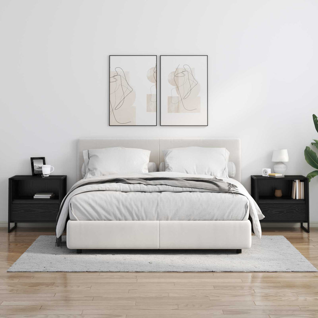 Bedside Table 2 pcs Black Oak 50 x 39.5 x 50 cm Engineered Wood