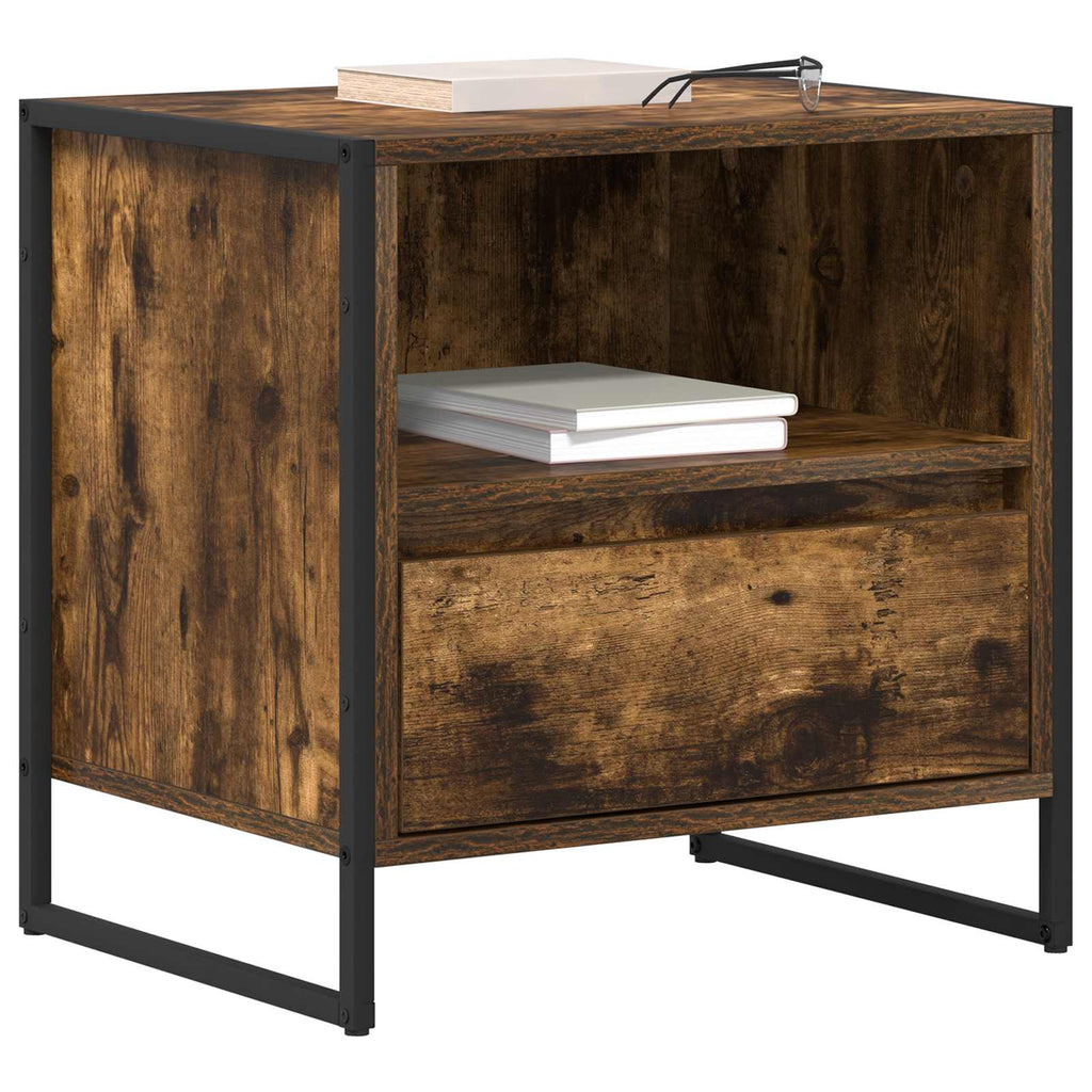 Bedside Table Smoke Oak 50 x 39.5 x 50 cm Engineered Wood