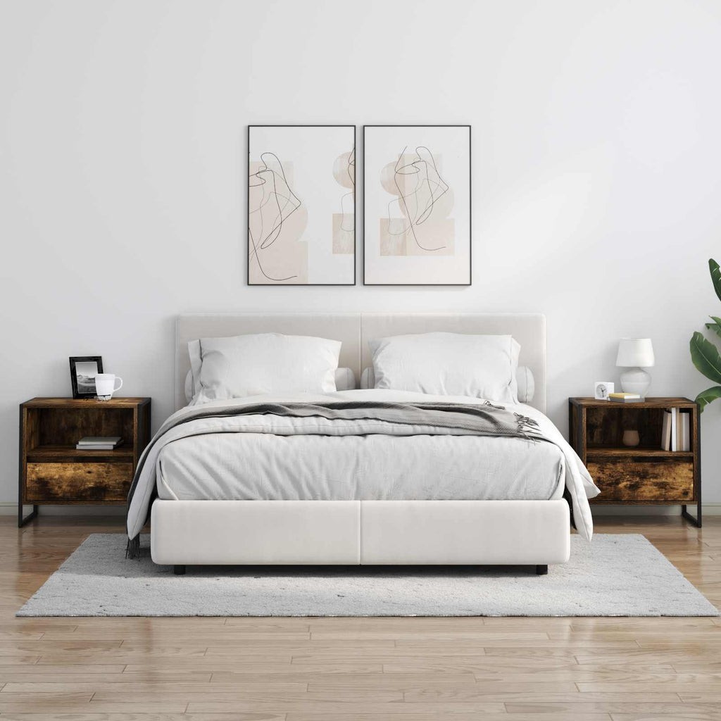 Bedside Table 2 pcs Smoke Oak 50 x 39.5 x 50 cm Engineered Wood