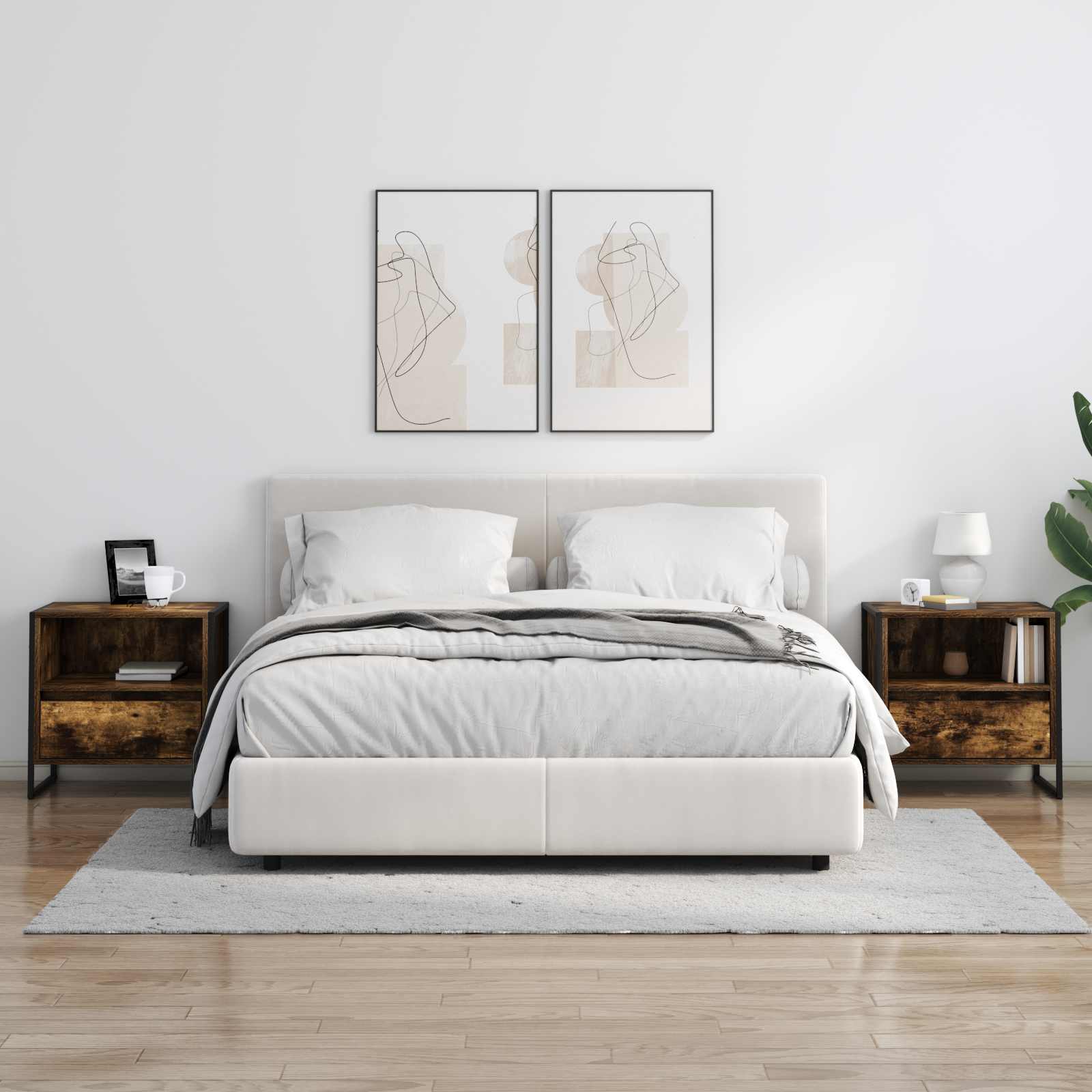 Bedside Table 2 pcs Smoke Oak 50 x 39.5 x 50 cm Engineered Wood