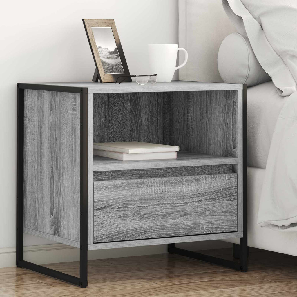 Bedside Table with Drawer 2 pcs Grey Sonoma 50 x 39.5 x 50 cm