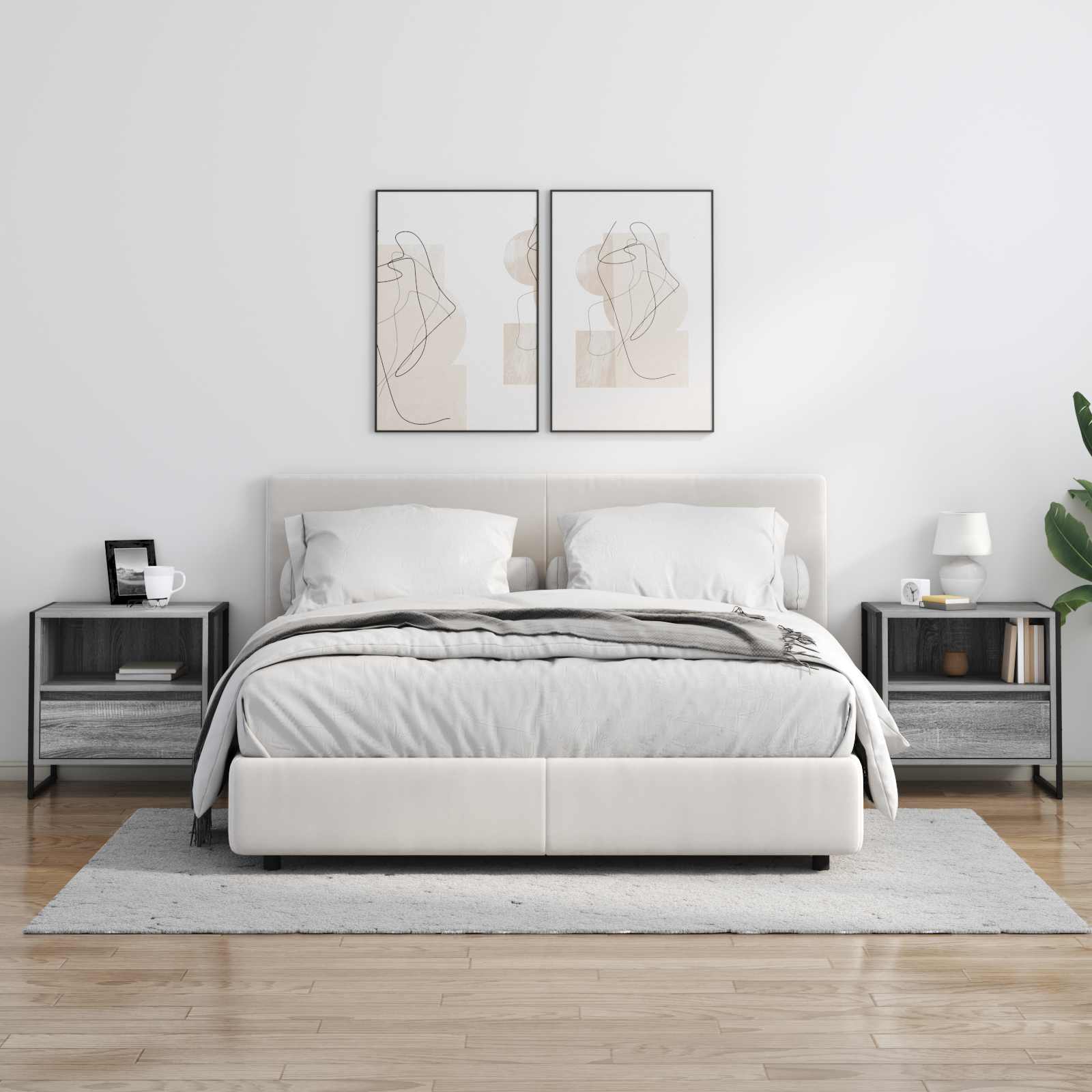 Bedside Table with Drawer 2 pcs Grey Sonoma 50 x 39.5 x 50 cm