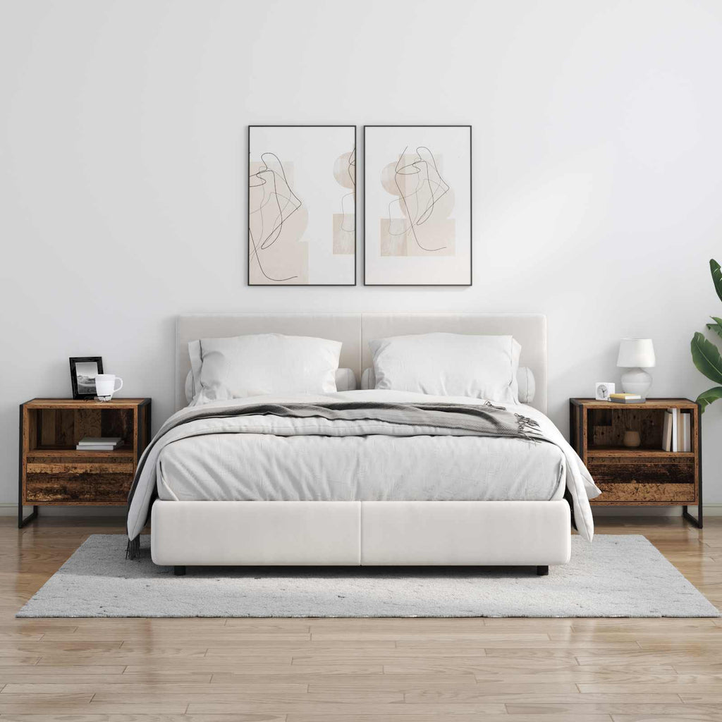 Bedside Table Old Wood 50 x 39.5 x 50 cm Engineered Wood