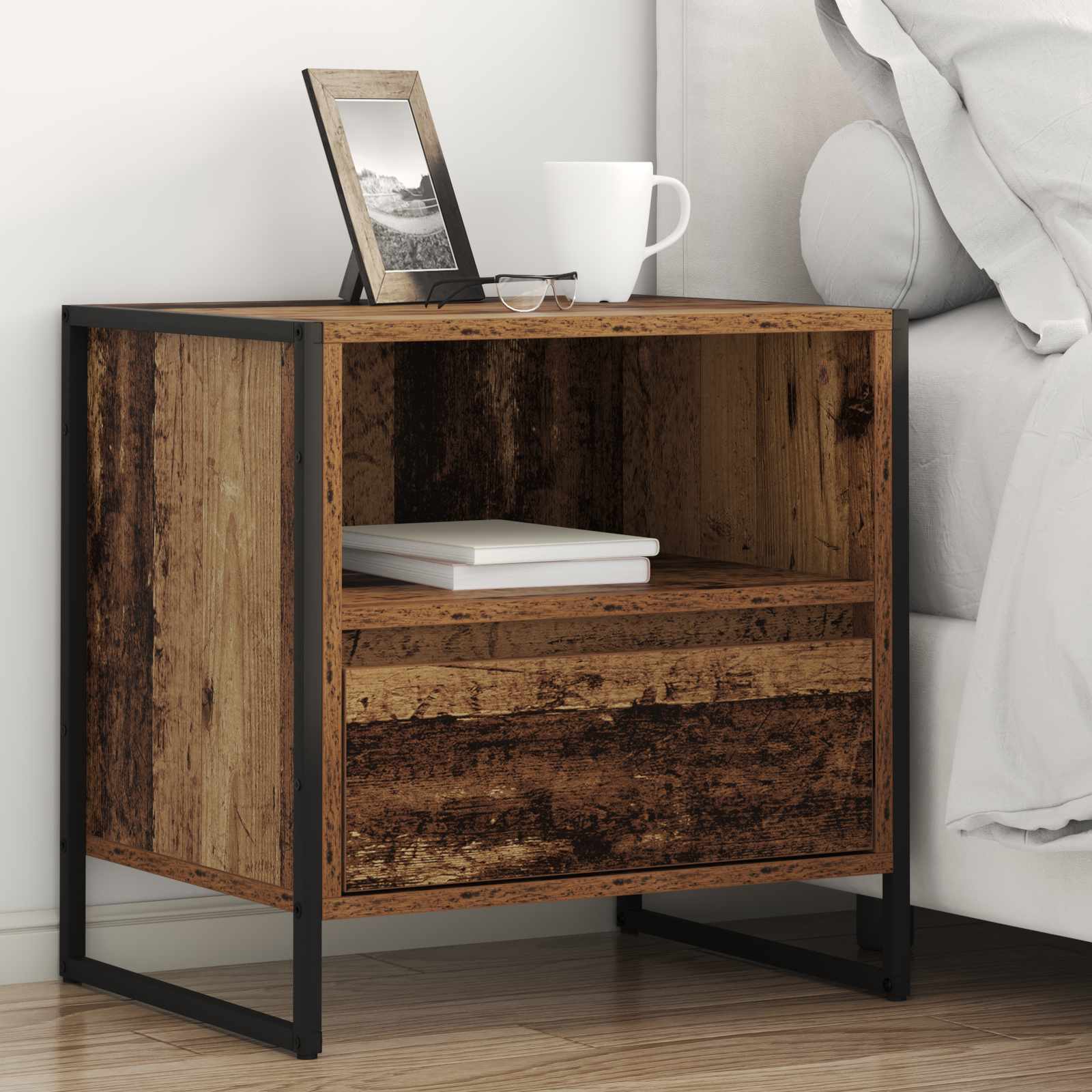 Bedside Table 2 pcs Old Wood 50 x 39.5 x 50 cm Engineered Wood