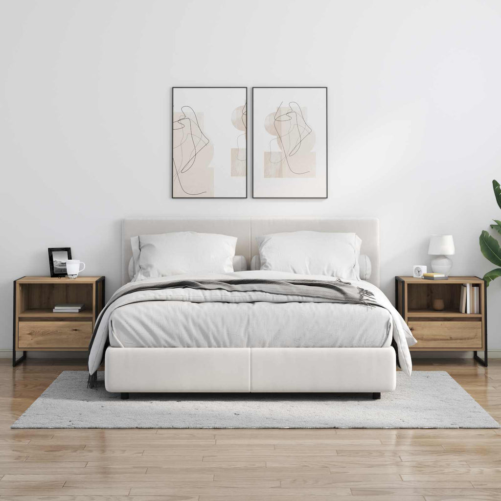 Bedside Table with Drawer 2 pcs Artisian Oak 50 x 39.5 x 50 cm