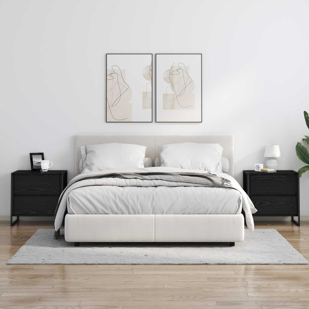 Bedside Table 2 pcs Black Oak 50 x 39.5 x 50 cm Engineered Wood