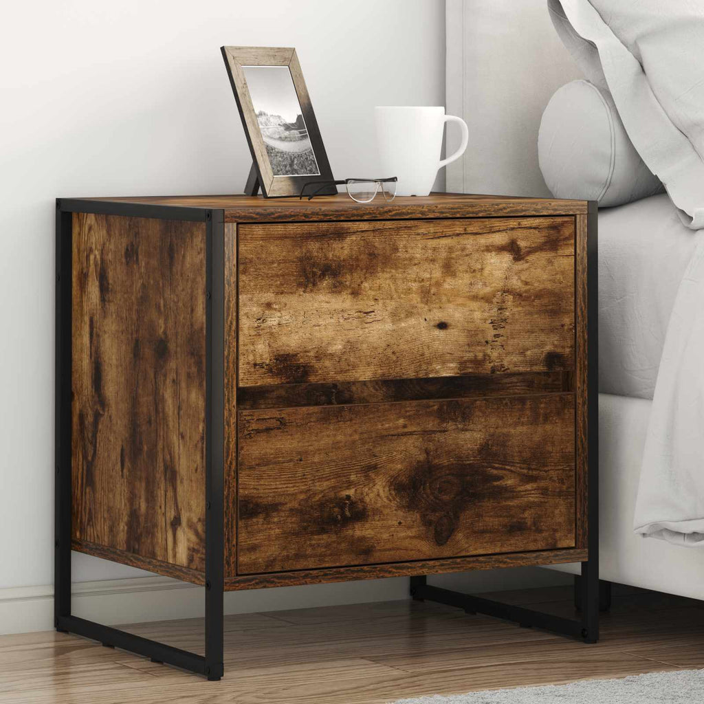 Bedside Table Smoke Oak 50 x 39.5 x 50 cm Engineered Wood