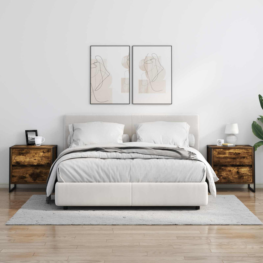 Bedside Table 2 pcs Smoke Oak 50 x 39.5 x 50 cm Engineered Wood