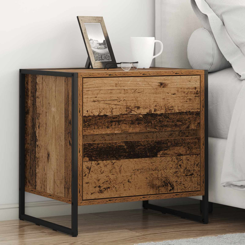 Bedside Table Old Wood 50 x 39.5 x 50 cm Engineered Wood