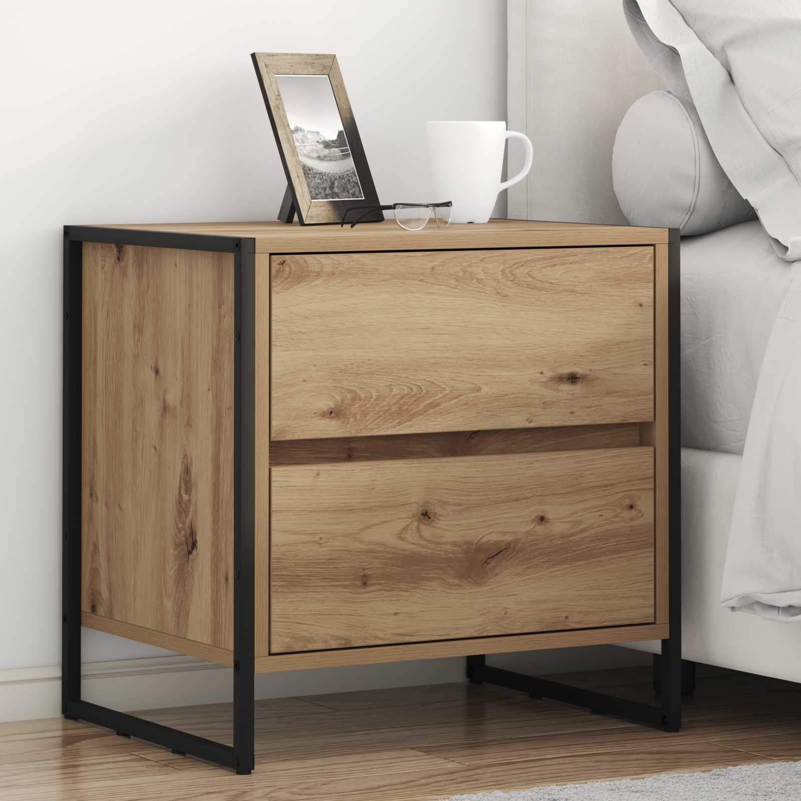 Bedside Table with Drawer 2 pcs Artisian Oak 50 x 39.5 x 50 cm