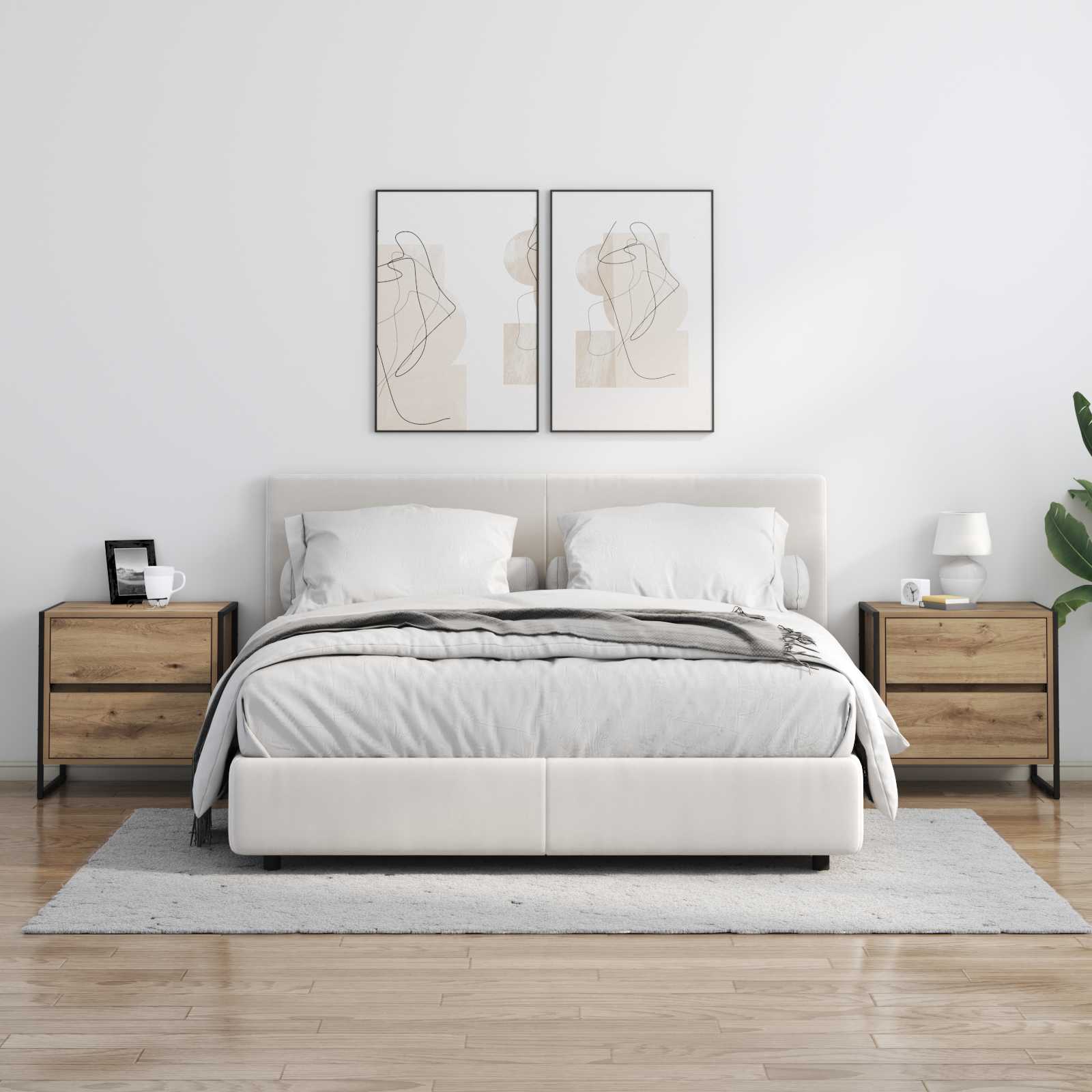 Bedside Table with Drawer 2 pcs Artisian Oak 50 x 39.5 x 50 cm