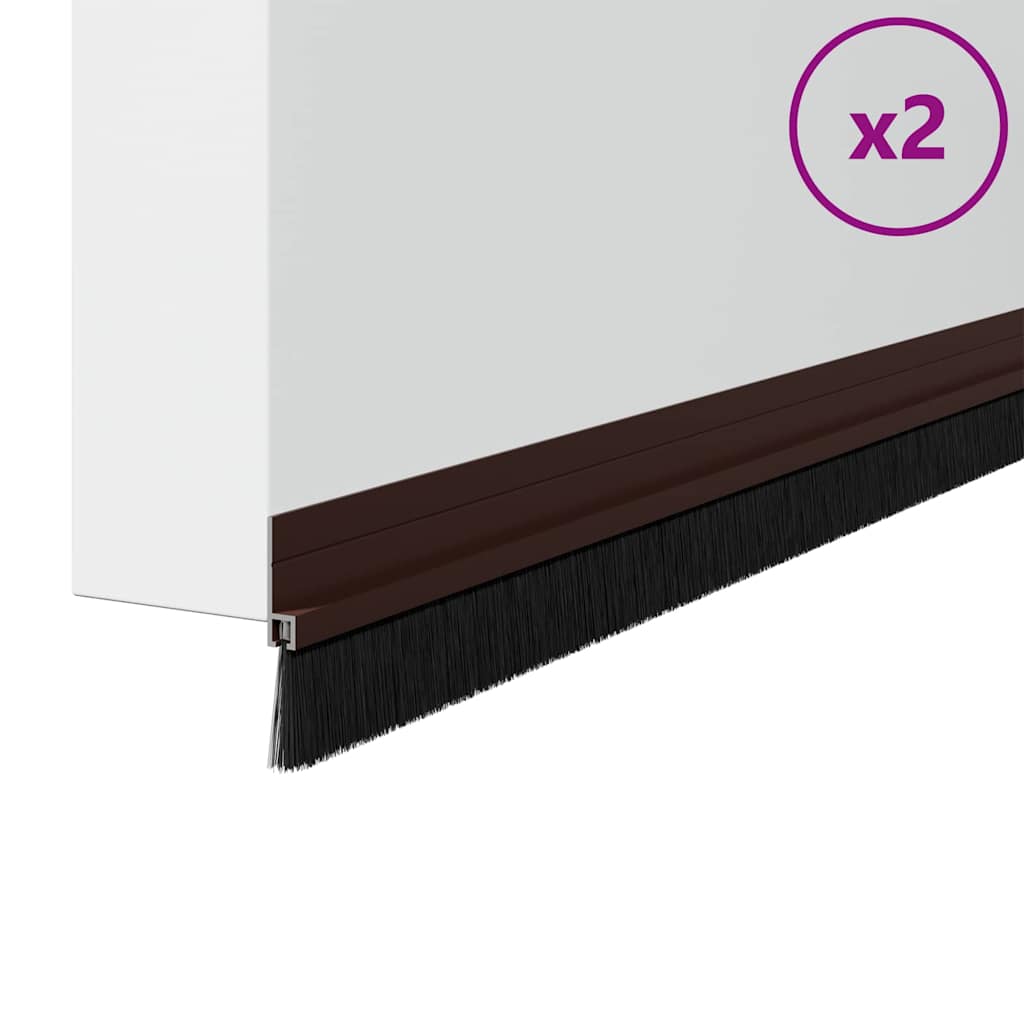 Self-adhesive Door Brush Seals 2 pcs Brown 100 cm