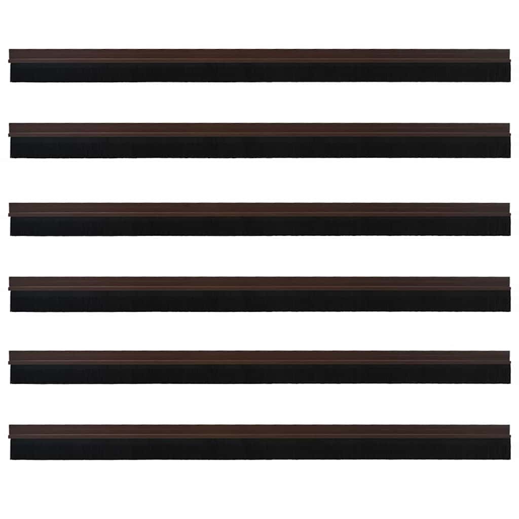 Self-adhesive Door Brush Seals 6 pcs Brown 100 cm