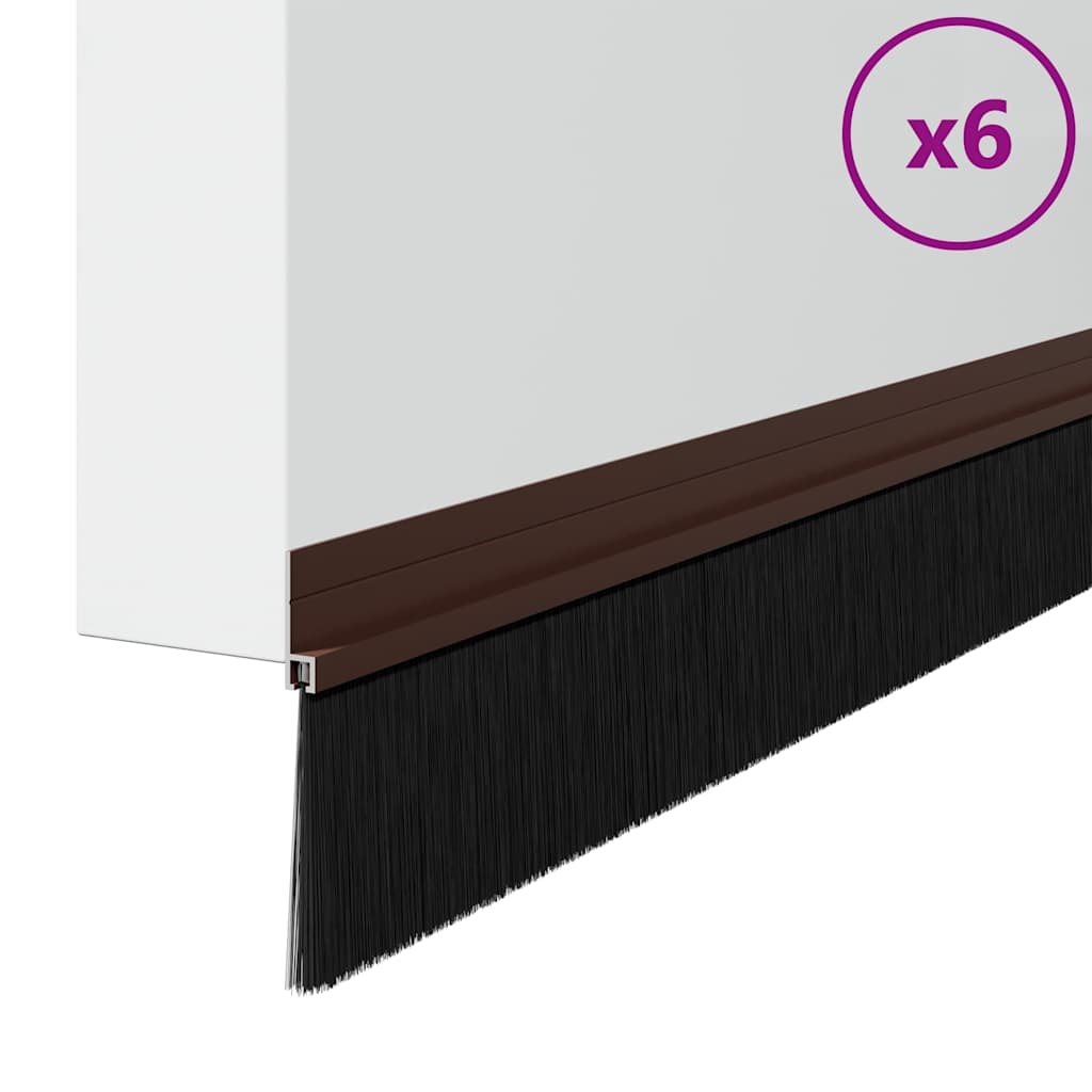 Self-adhesive Door Brush Seals 6 pcs Brown 100 cm