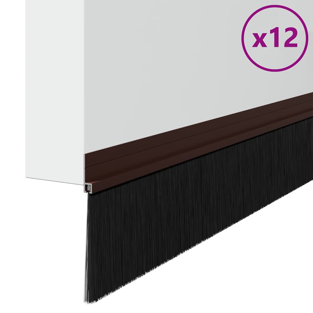 Self-adhesive Door Brush Seals 12 pcs Brown 100 cm