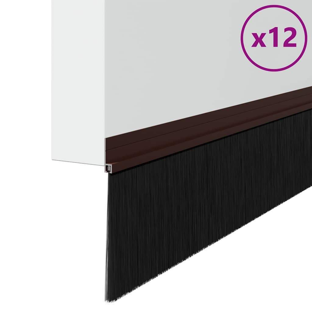 Self-adhesive Door Brush Seals 12 pcs Brown 100 cm