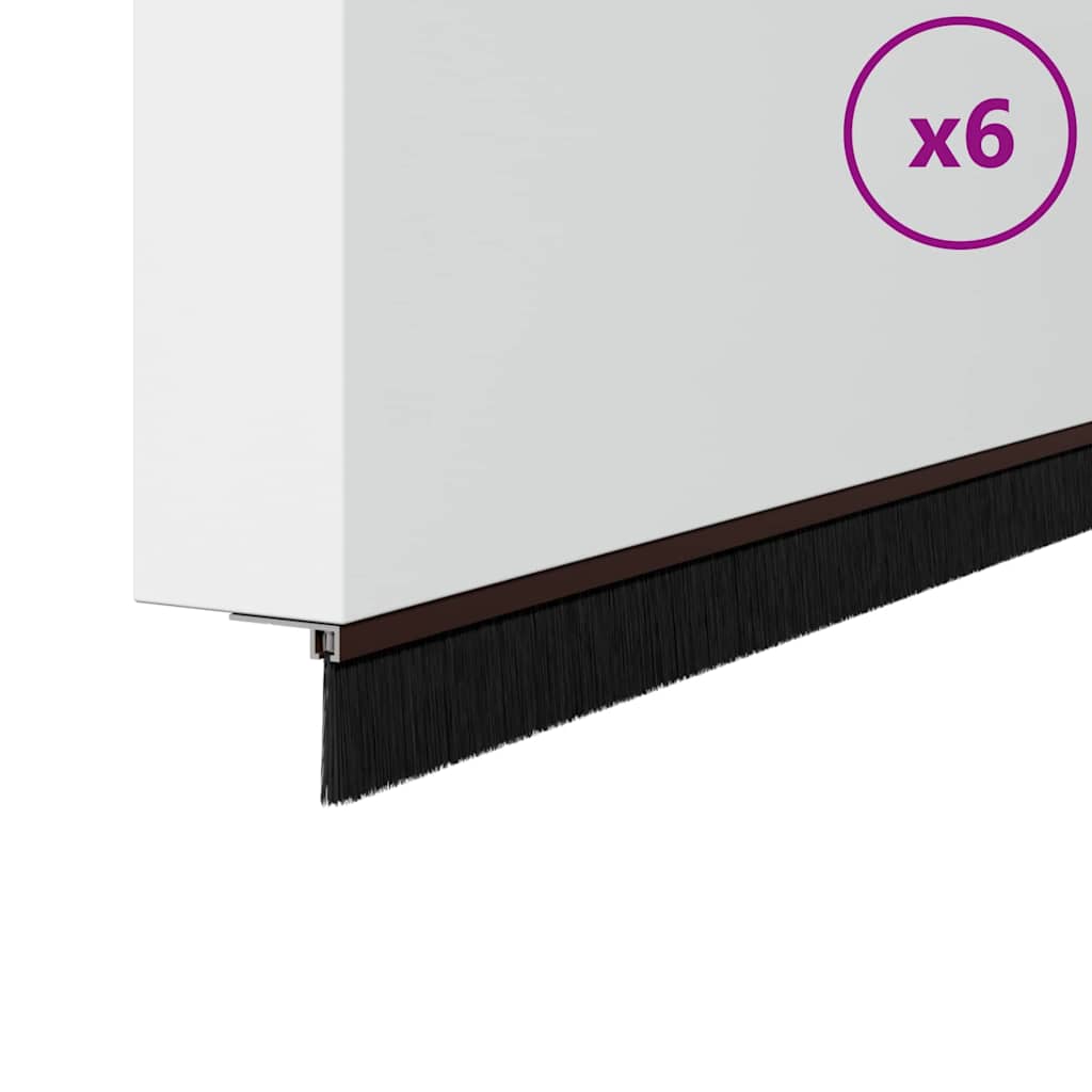 Self-adhesive Door Brush Seals 6 pcs Brown 100 cm