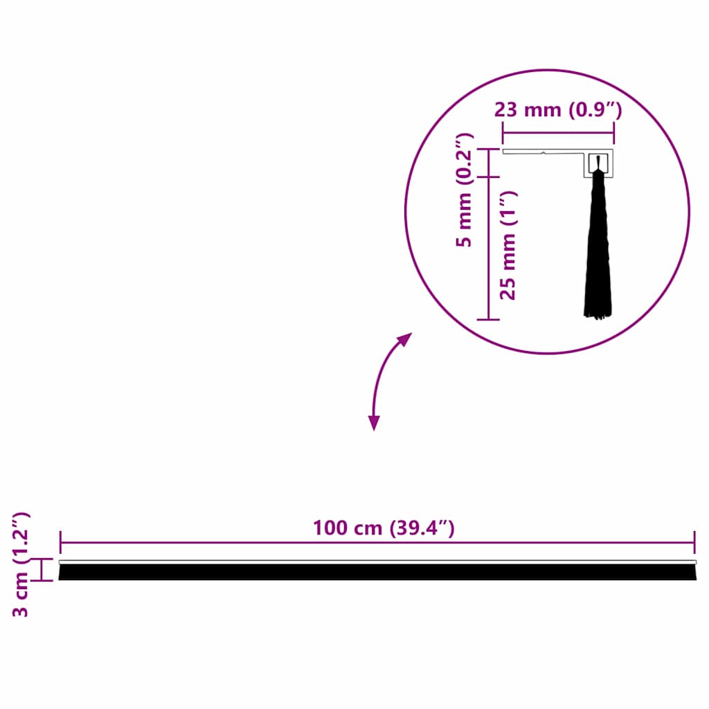 Self-adhesive Door Brush Seals 6 pcs Brown 100 cm