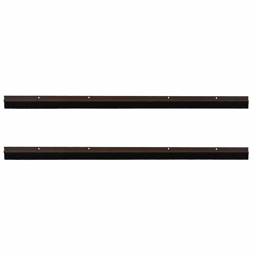 Screw-on Door Brush Seals 2 pcs Brown 100 cm Aluminium Alloy