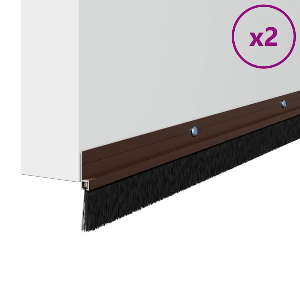 Screw-on Door Brush Seals 2 pcs Brown 100 cm Aluminium Alloy