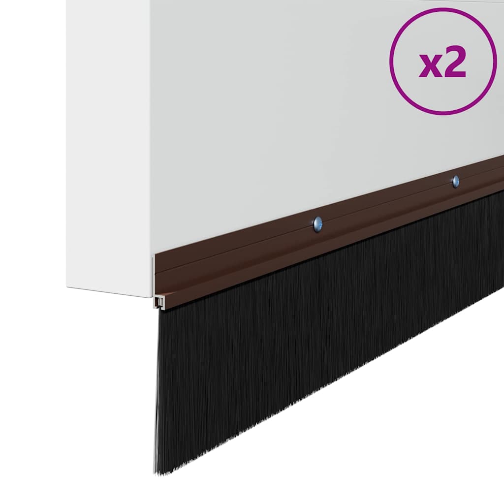 Screw-on Door Brush Seals 2 pcs Brown 100 cm Aluminium Alloy