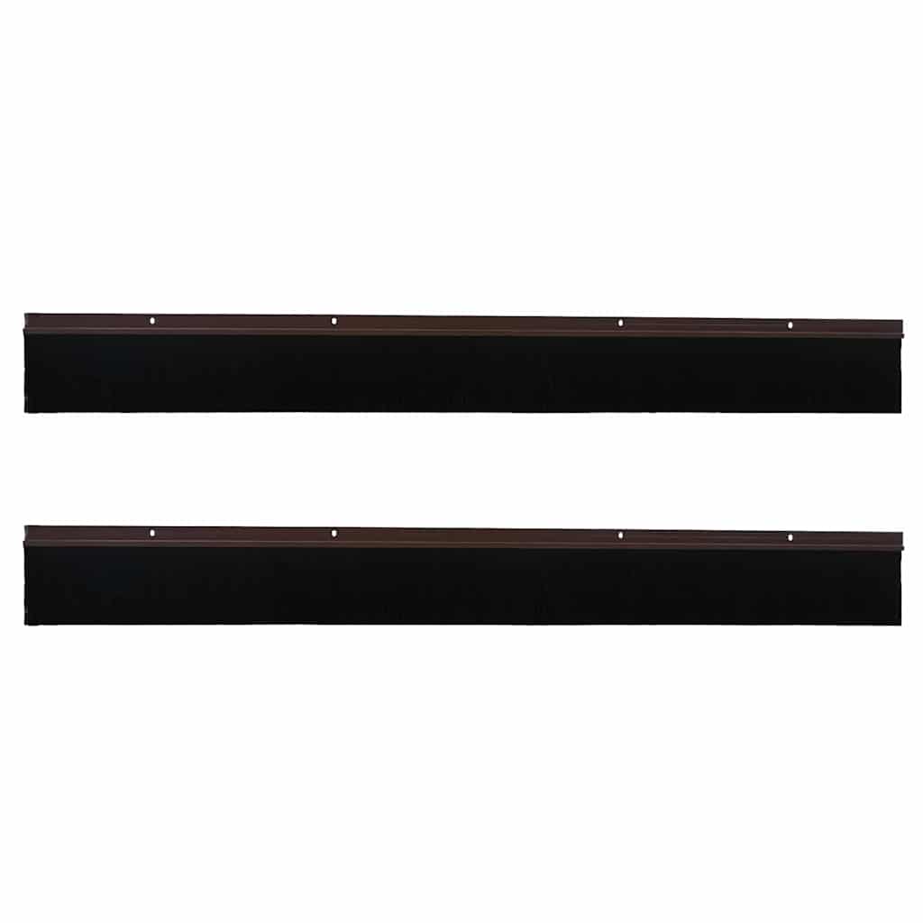 Screw-on Door Brush Seals 2 pcs Brown 100 cm Aluminium Alloy