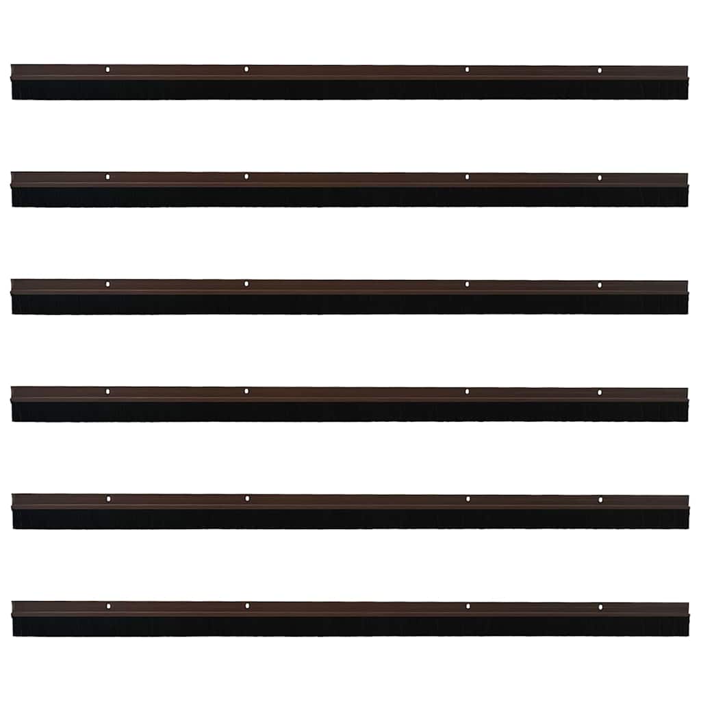 Screw-on Door Brush Seals 6 pcs Brown 100 cm Aluminium Alloy