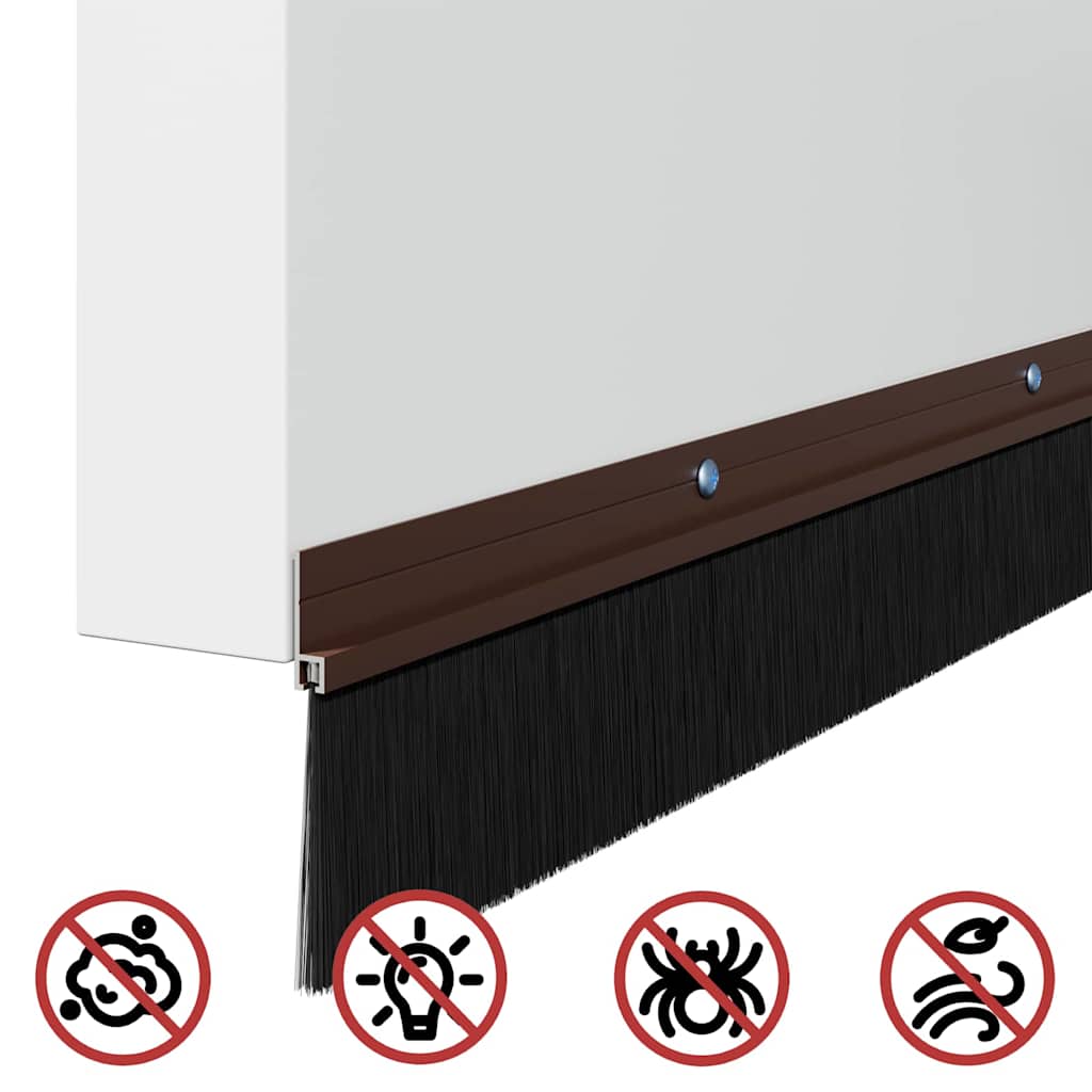 Screw-on Door Brush Seals 6 pcs Brown 100 cm Aluminium Alloy