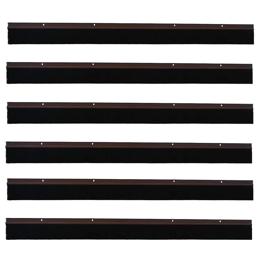 Screw-on Door Brush Seals 6 pcs Brown 100 cm Aluminium Alloy