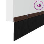 Screw-on Door Brush Seals 6 pcs Brown 100 cm Aluminium Alloy